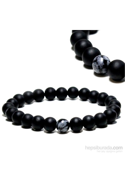 Gri Obsidyen Mat Oniks Erkek Bileklik